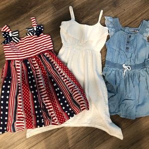 Bundle 3T dresses - red, white and blue